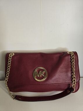 Michael Kors Burgundy Leather Chain Shoulder Bag